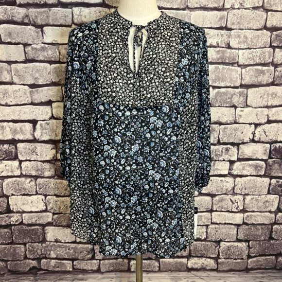 Chaps NWT Blue & White Sheer Blouse Size 1X - Picture 1 of 10